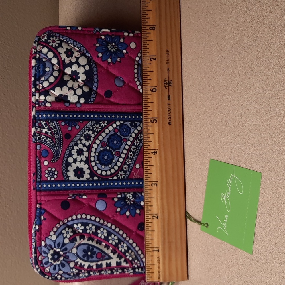 Vera Bradley Pink and Blue Paisley Wallet BOYSENBERRY - Picture 4 of 6